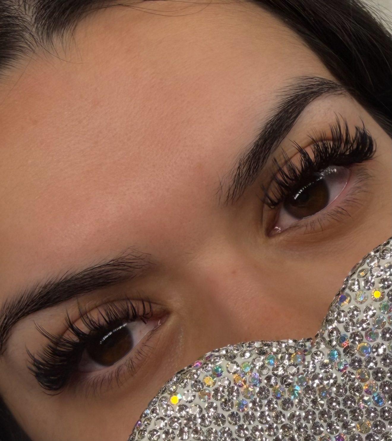 Wispy lash extensions close-up